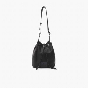 Black Lacoste Signature Patch Bucket Bag | KHBDGQ-693