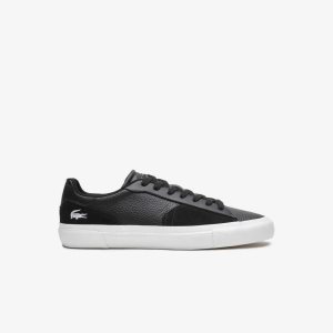 Black/White Lacoste L006 Leather Sneakers | MYFSUI-036