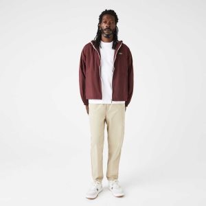 Bordeaux Lacoste New Classic Light Hooded Zippered Jacket | GMCDKU-076