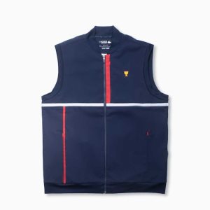 Navy Blue / Red / White Lacoste SPORT Contrast Band Jacket | UJVICR-870