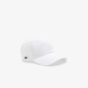 White Lacoste Organic Cotton Twill Cap | HNDAMG-340