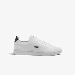 White / Navy Lacoste Carnaby Piquee Sneakers | QTZJRK-082