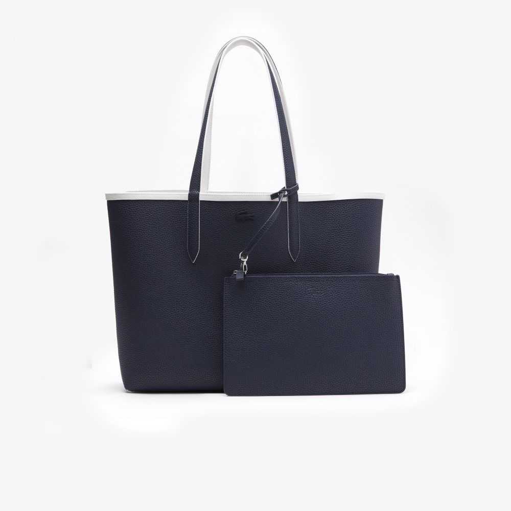 Farine Bleu Nuit Lacoste Anna Reversible Bicolor Tote Bag | XDEIJZ-695